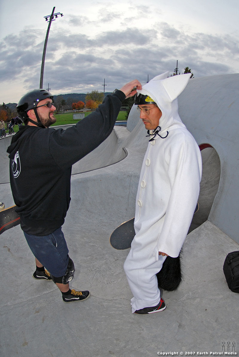 Shawn and Mark - Adjusting Wolf Suit @ Pier Park